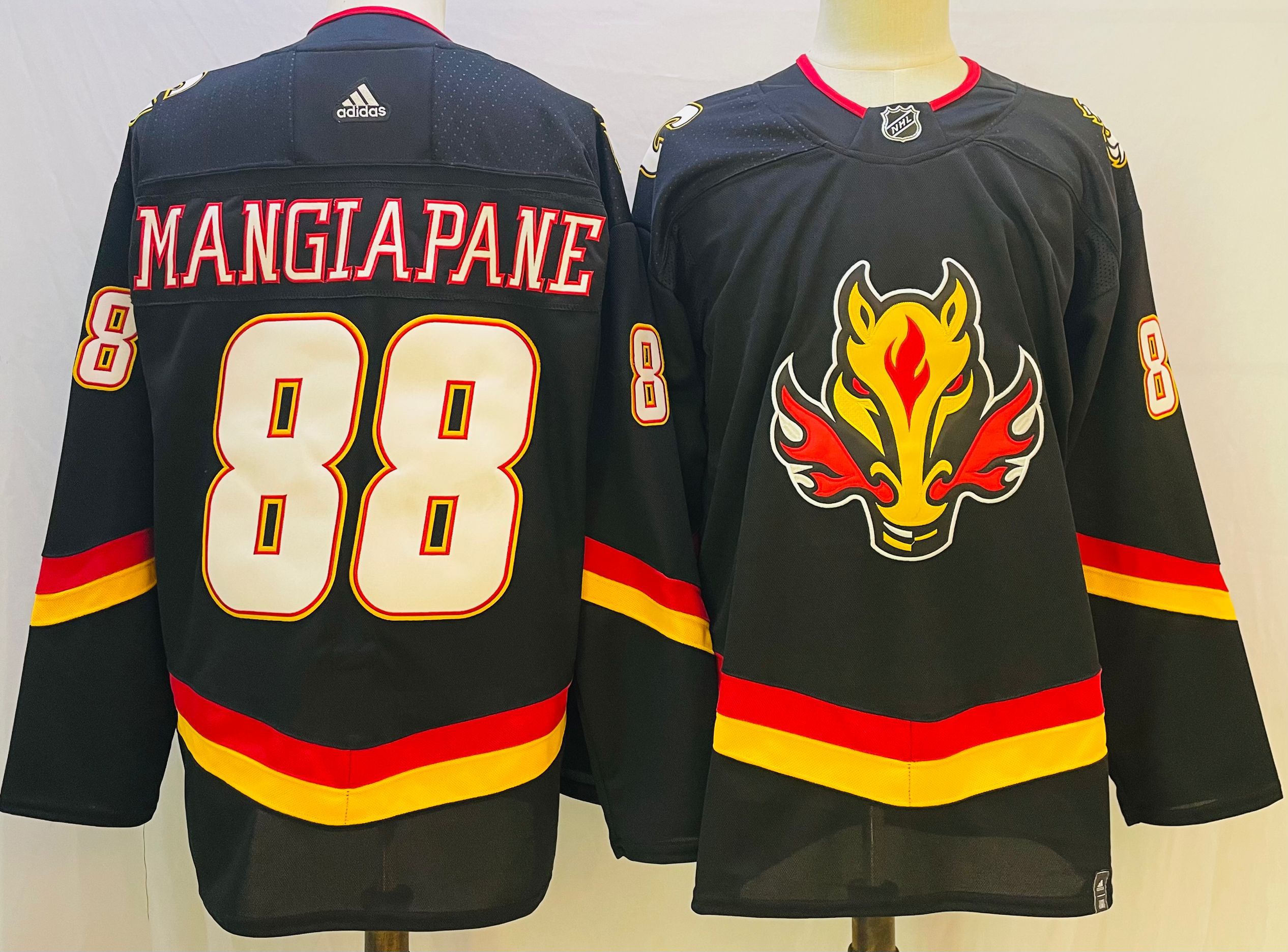 Men Calgary Flames #88 Mangiapane Black Throwback 2022 Adidas NHL Jersey